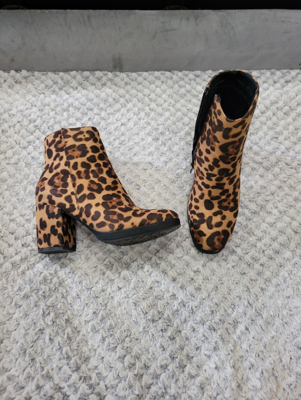 Olivia Miller Leopard Print Block Heel Ankle Boots - Women